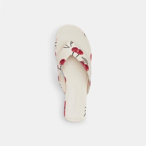 Stylish Cream and Red Women's Sandals with Cherry 🍒 print - Picture 2 of 4